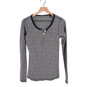 Maison Scotch Herringbone Long Sleeve Henley T-Shirt‎ Size 3 / 12